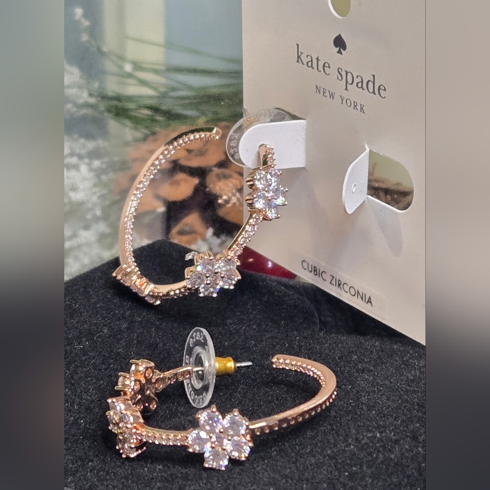 Kate Spade Rose Gold Gleaming Garden Hoop Earrings - Picture 3 of 6